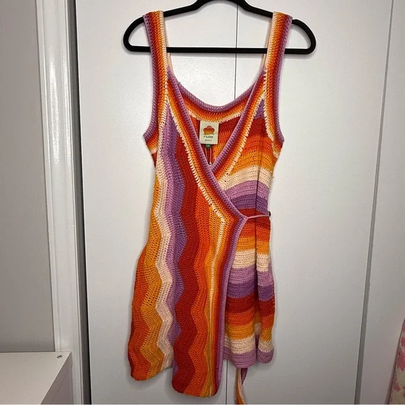 Farm Rio - Crochet Mini Dress NWT Medium (missing belt buckle) - Picture 4 of 11